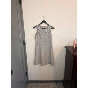 Ann Taylor Loft 4P Chevron Dress Black and White Flare Above the Knee Sleeveless